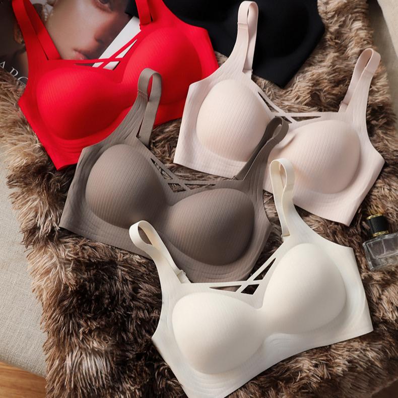 Invisible Bra Women's Gathering Underwear Fixed Cup Sexy Bra Push Up Bra