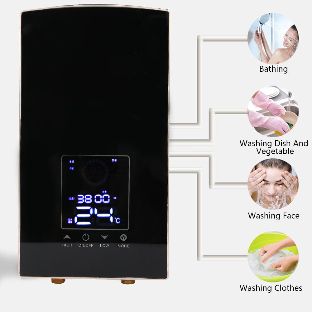 An der Wand montierter, sprachgesteuerter, elektrischer Sofort-Warmwasserbereiter für Badezimmer, 220–240 V