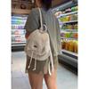 New Fashion Backpack for Women All-match Multifunctional PU Leather Handbags Classic Hand-held Plush School Bags for Girls