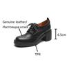 Fashion NEW Spring Women Loafers Genuine Leather Shoes Round Toe Square Heel Women Shoes Casual Lace-up Women Pumps Carving Oxford Shoes