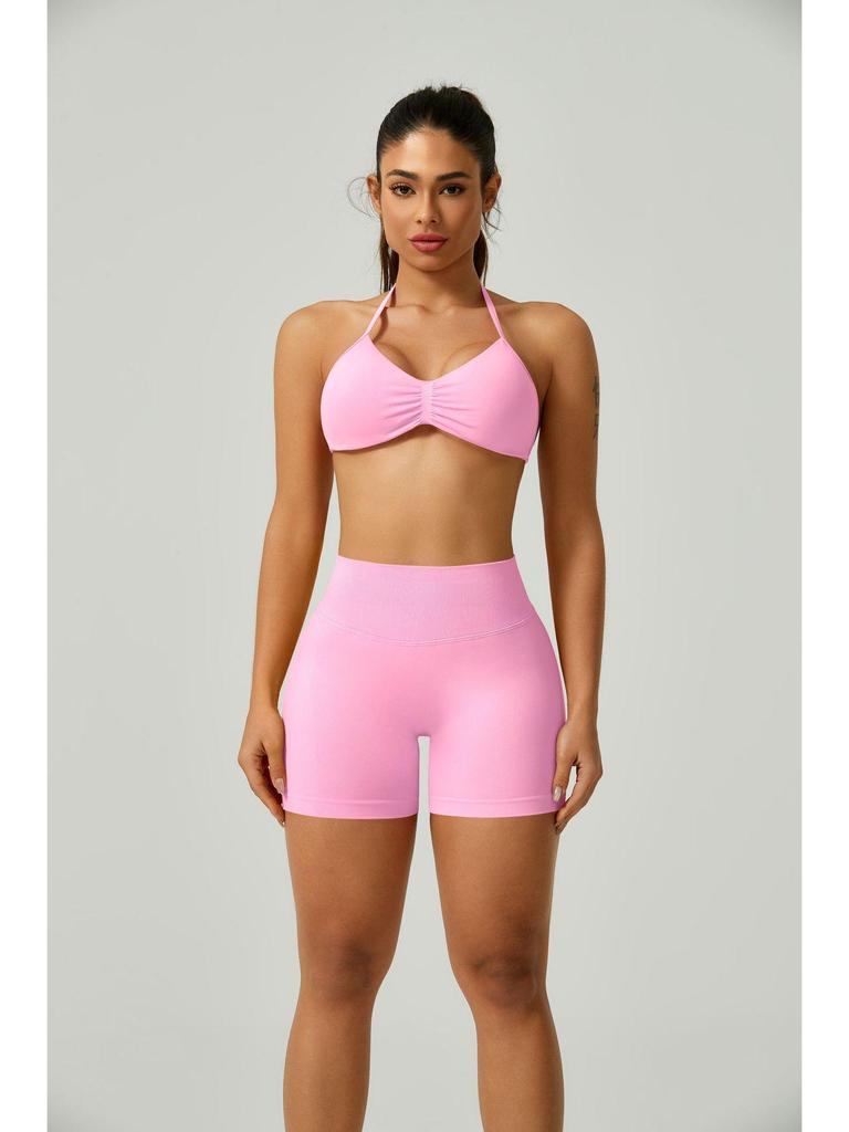 European Halter Neck Seamless Yoga Bra: Sexy, High Elasticity, Matte Finish, Beautiful Back Design