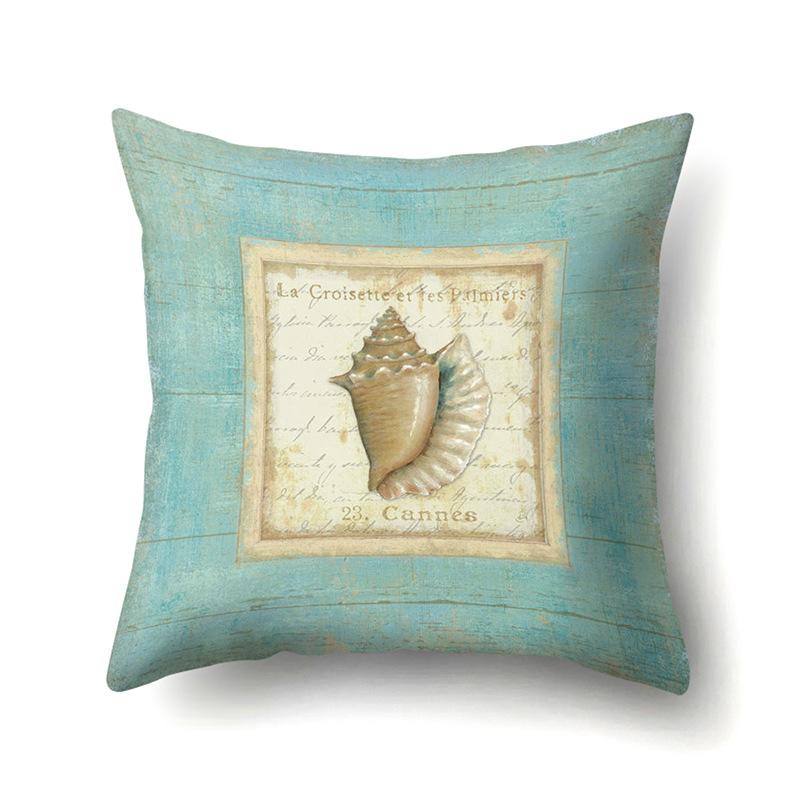 Blue Ocean Seaweed Polyester Pillow Case Car Decoration Home Print Pillow Bedside Sofa Waist Cushion Cover