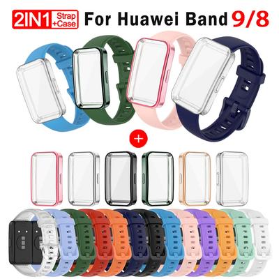 Silicone Watchbands For Huawei Band 9 Strap Replacement Strap For Huawei Band 8 Correa Bracelet Screen Protector Accessories