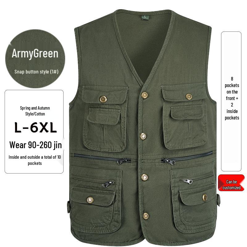 Gilet da arrampicata e fotografia multitasche da uomo taglie forti 10XL (Primavera Autunno)
