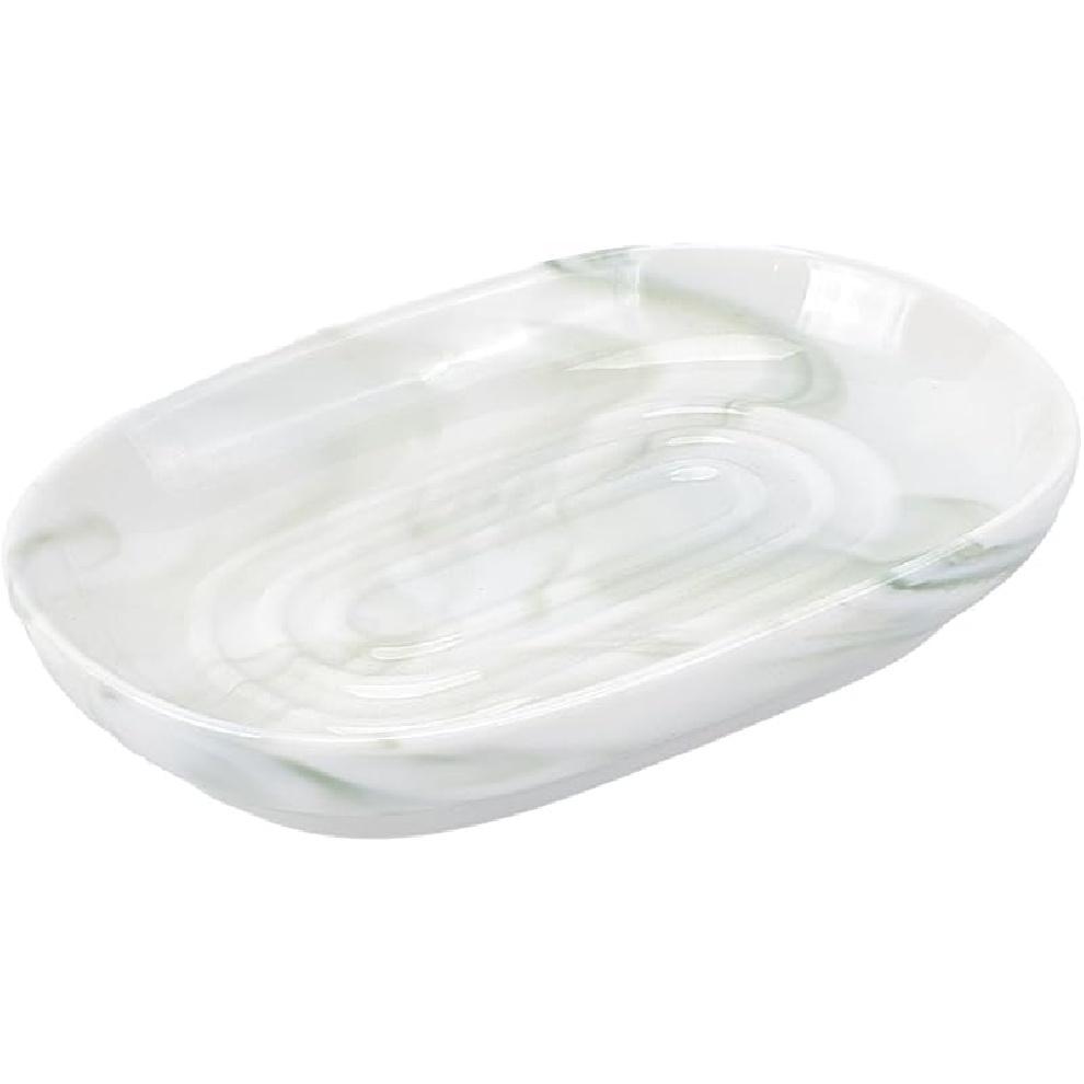 CREATCABIN Ceramics Soap Dish Soap Holder Pink Texture Handcrafted Fancy Multi-Purpose Soap Bar Holder Marble Textures Oval Soap Tray Non-Slip for