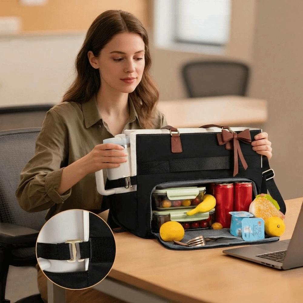 Sac à lunch isotherme grande capacité Design 3 en 1 Sac fourre-tout de travail résistant à l'eau Porte-gobelet durable Sac de transport pour ordinateur portable Collège