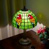 Handmade Parrot Motif Green Table Lamp Vintage Colored Glass Shade Christmas Gift Idea Decorative Lighting