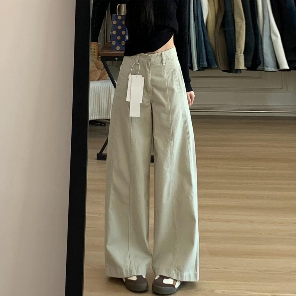 Women's High Waist Wide Leg Pants Loose Fit Jeans Lazy Korean Casual Trousers for Pear Shaped Figure