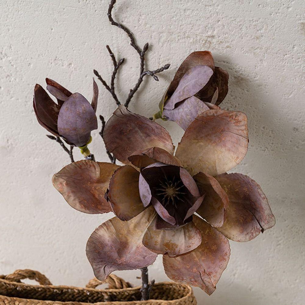 Luxury Artificial Magnolia Branch Real Touch Fake Flower  Wedding Party Decor