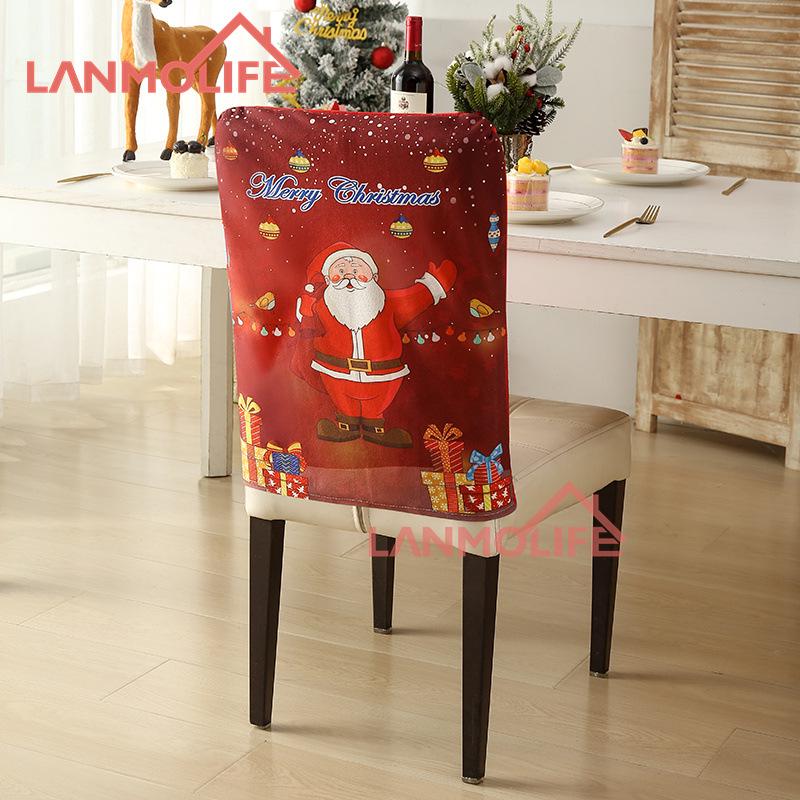 Vánoční potah na sedák Netkaný kreativní Santa Claus perníkový panáček potištěný potah na židli Slavnostní stolování Atmosféra Dekorace Čalounění