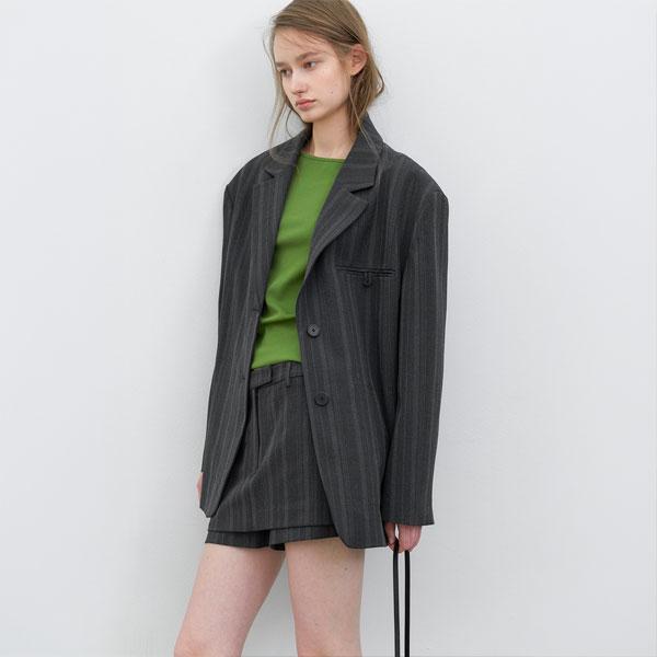 ATELIER NAIN (Jk-3076)Multi Stripe Set-Up Oversized Jacket