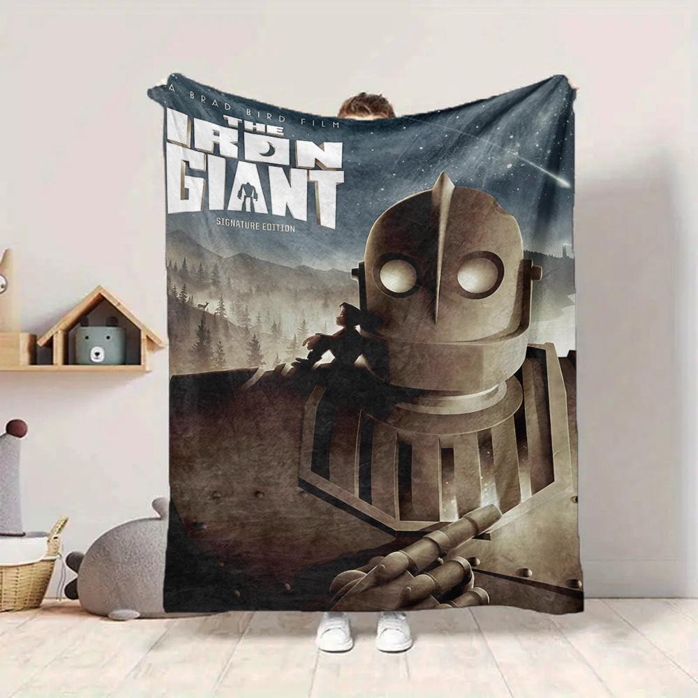 1pc Iron Giant Movie Poster Flannel Throw Blanket - Lightweight Soft Warm All-Season Blanket for Sofa, Bed, Travel, Camping L1029106