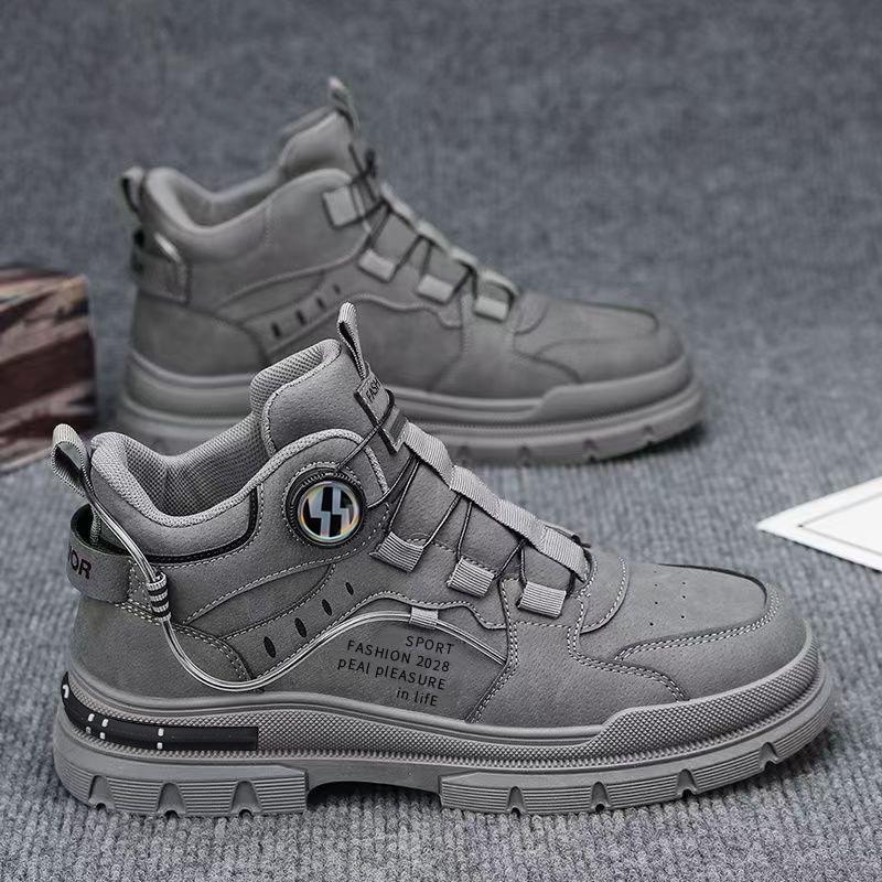 Martin boots men's high-top autumn retro men's casual leather shoes medium-top waterproof, non-slip and height-increasing tooling boots