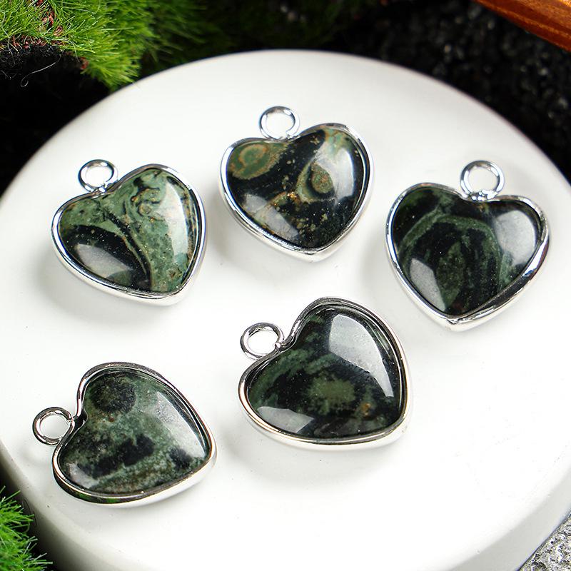 Heart-Shaped 15x19mm Natural Amethyst Agate Jade Bezel Pendant for DIY Jewelry Making