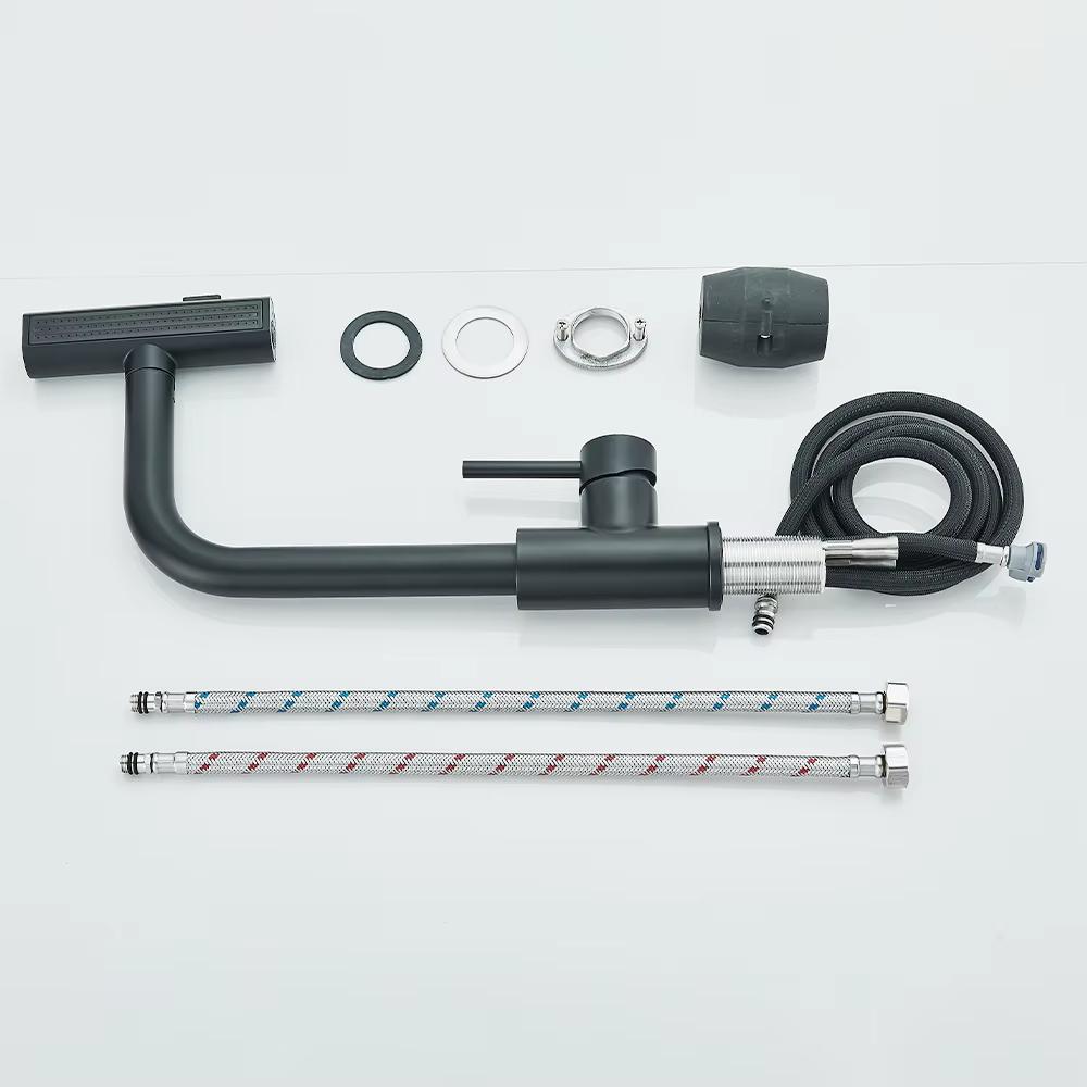 Brushed/Black Kitchen Faucet Pull Out Swivel Waterfall Sprayer Sink Mixer Faucet Brushed Nickel Faucet