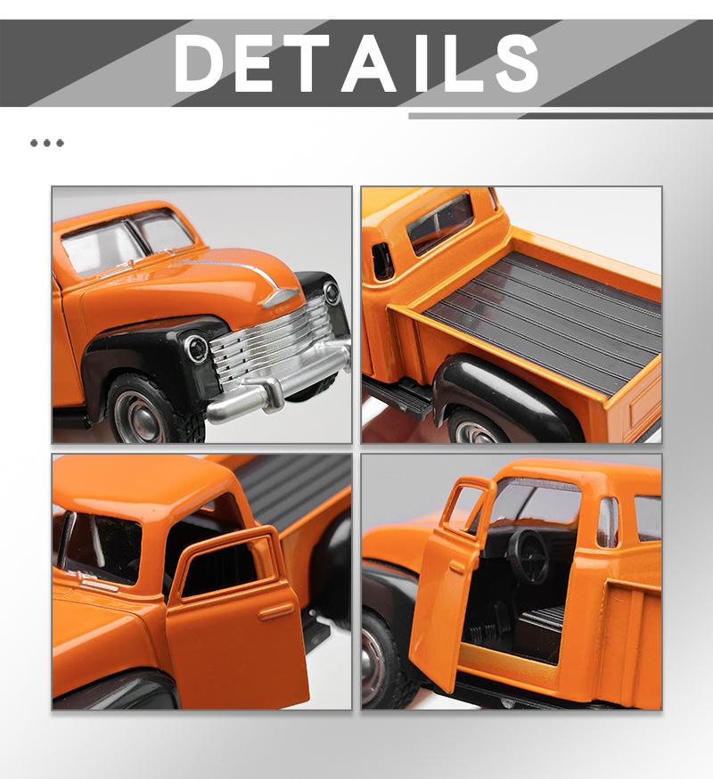 1:38 Vintage Klassisch Retro Pickup, Legierungsmodellauto, Simuliertes Fahrzeug, Niedlicher LKW, Spielzeugmodell für Jungen, Task Force 1955 Ornamente