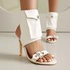 Jazz dance high heels fish mouth sandals denim fabric thin heel super high heel with pocket rear empty high heel women's sandals