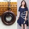Round Clothing Pendant Retro Ethnic Sweater Necklace Gifts Vintage Leather Lanyard  Women Girls