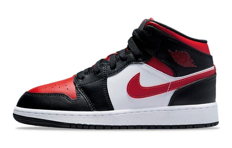 Jordan Air Jordan 1 Mid Black Fire Red GS 554725-079 36