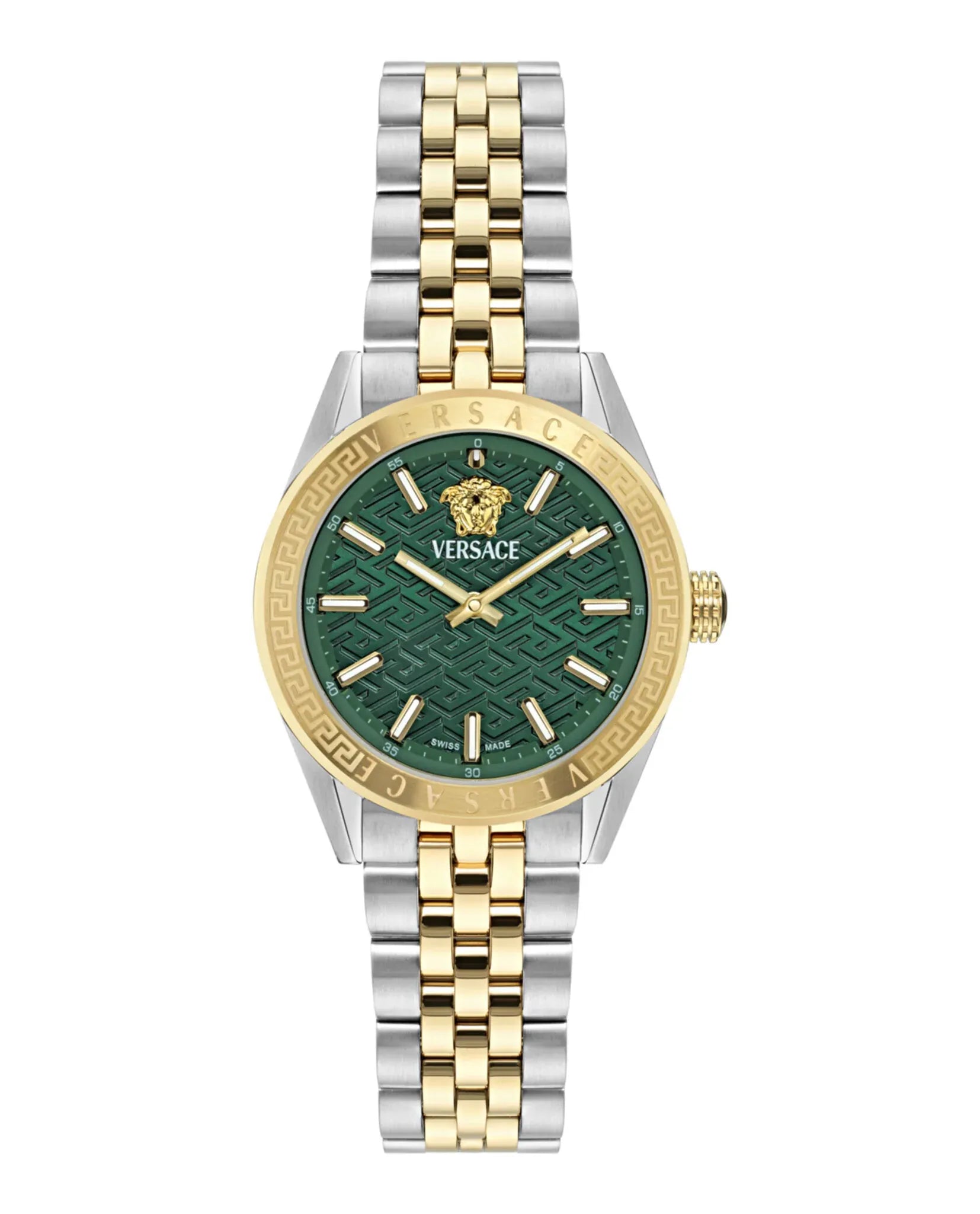 Versace Damen Code Analog Zweifarbig Quarz Uhr VE8I00424 silber