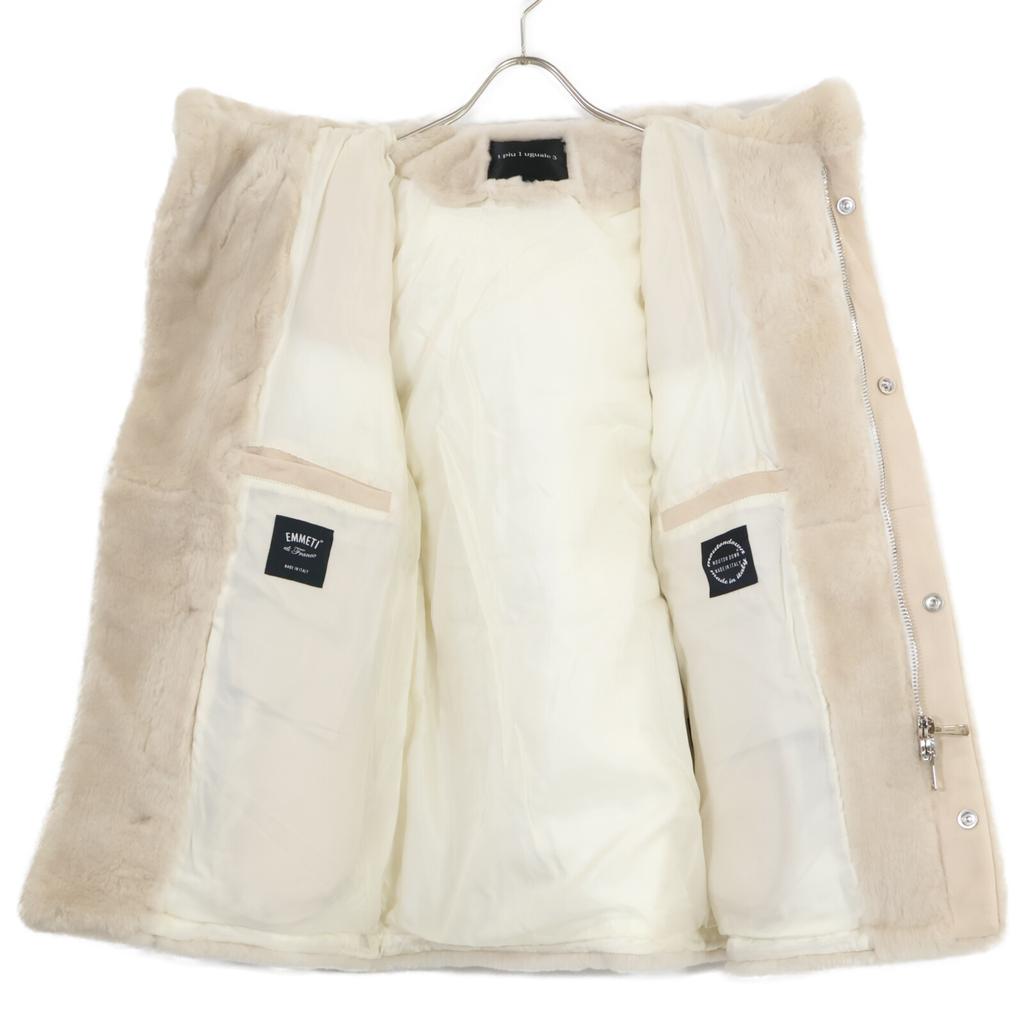 1piu1uguale3 xEMMETI MRB536 MOUNTON SHORT WRAPHOODED COAT Mouton switch down coat IV whiteUsed