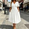 Robe Femme Décontractée Col en V Robe Maxi Coupe A Ligne Robe Longue évasée Grande Taille Robe d'été fluide pour Plage Fête Bureau Usage Quotidien