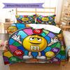 M&M's Bettwäsche mit individuellem Namensmuster, Steppbett-Set, Bettbezug, Kissenbezug, Heim-Geburtstagsgeschenk(1 Bettbezug + 2 Kissenbezüge, ohne Füllung)
