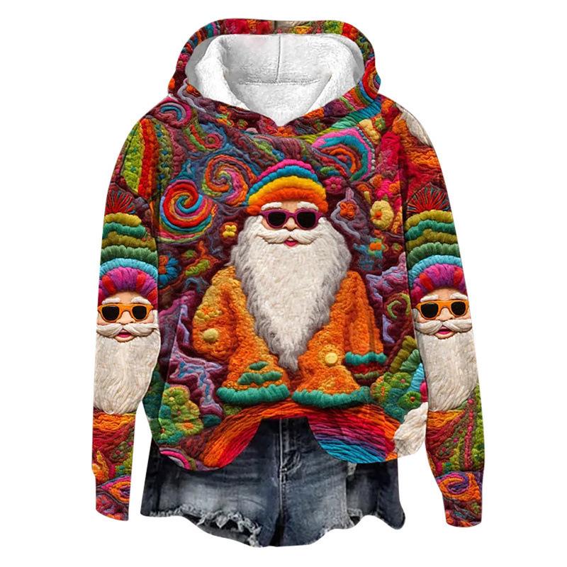 2025 Autumn Santa Claus 3D Print Couple Hoodie - Hot Selling Christmas Hooded Sweatshirt 3XL