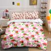 Strawberry and Daisy Pink Bedding Set Bedding Set (1 Duvet Cover, 2 Pillowcases, Duvet Not Included)