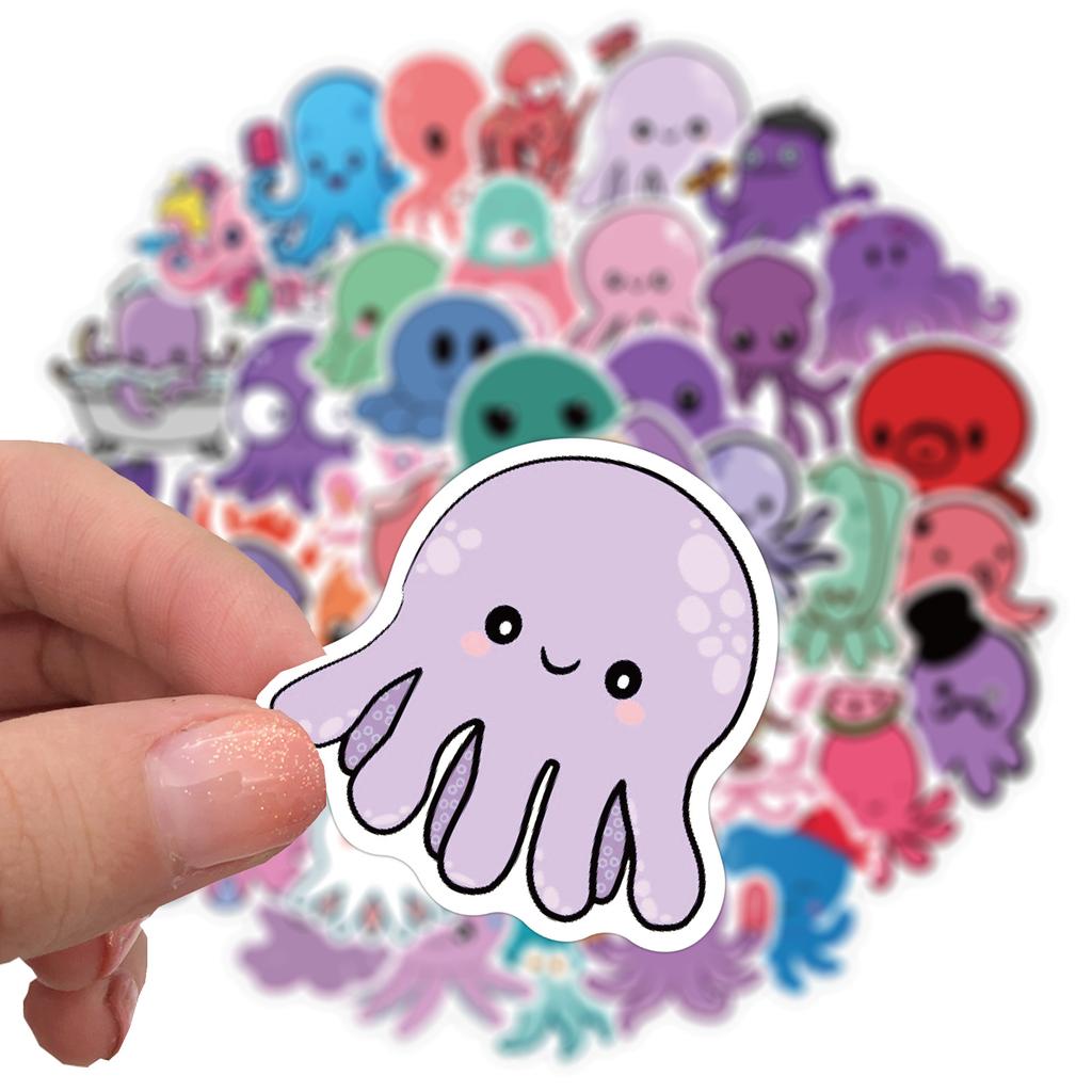 50 Cute Animal Octopus Stickers Luggage Motorcycle Trolley Case Notebook Waterproof Stickers
