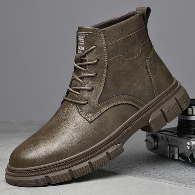 Botas Masculinas de Amarrar Genuínas de Cano Alto Multiuso para Caminhada de Alta Qualidade Sapatos para Roupas de Trabalho Botas da Moda Confortáveis de Cano Alto