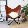 Handmade Vintage Leather Arm Relax Butterfly Home Décor Living Room Chair
