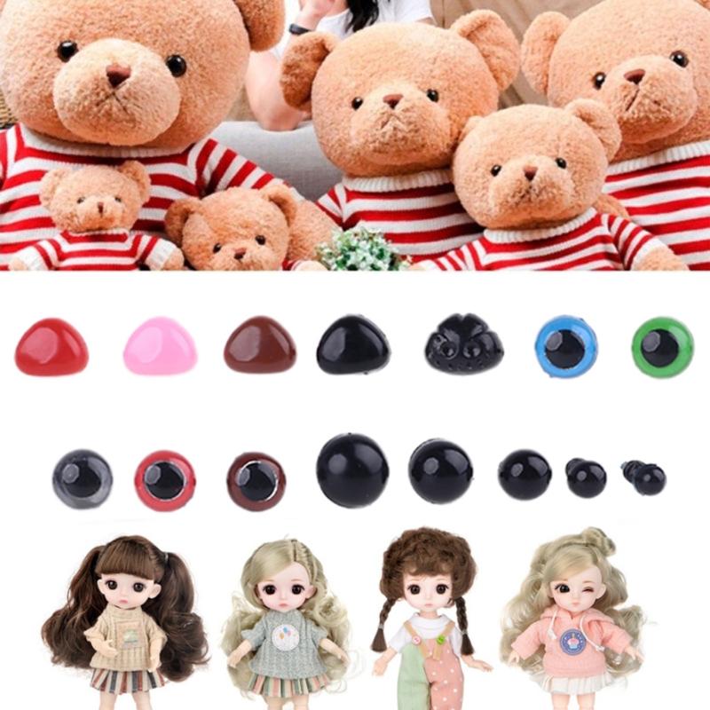Doll Eyeballs Noses and Rotatable Wooden Joints Half Round Plastic Eyes for DIY Doll Bear Crafts Halloween 748pc