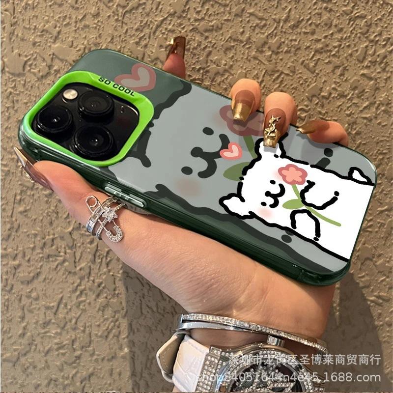 Cute Puppy Applies Apple 15 Colored Silver iPhone14Pro Creative 11promax Matte 16 Protective Case 17