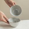 French Retro Ceramic Rice Bowl Creative Striped Fruit Salad Bowl Premium Simple Home Daily Porridge Soup Bowl