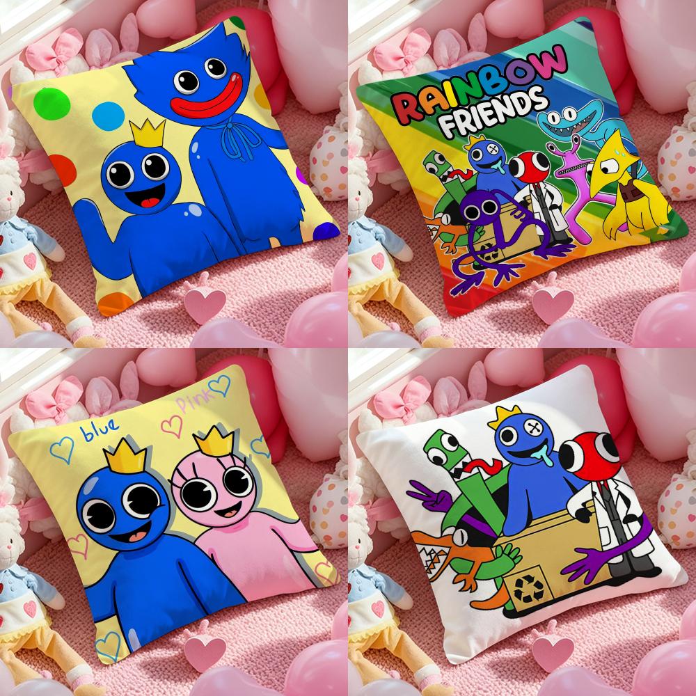 Cartoon RRainbow Friends Pillow Case Soft Plush Fabric DoubleSided Printed Cushion Cover Warm Winter Sofa Pillow Case