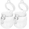 2Pcs Clear Airtight Honey Bottles Plastic Jam Jars Caviar Storage Jar Transparent Reusable Sealed Container Lightweight