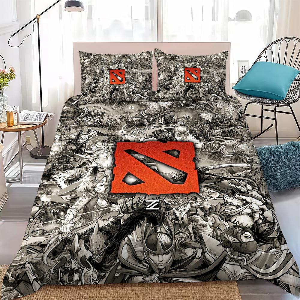 D-Dota 2 Spiel Bettwäsche-Set Weich Gewaschen Bett 3-teilig Sommer Bequem Studentenwohnheim Zuhause Baby Bettwäsche Bestseller