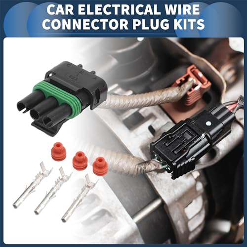 INFINAUTO 3-poliger Auto-Anschlusssteckersatz, 2,5 mm Serie, Buchse/Stecker, Kabelanschlussgehäuse für Fahrzeuge, Wohnmobile, LKW, Schwarz/Grün, 1 Set