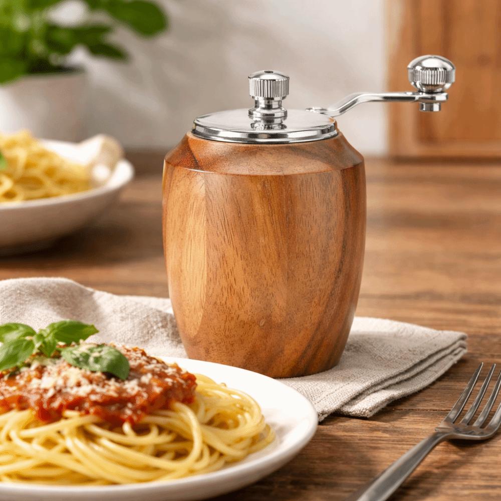 Manual Wooden Salt Pepper Grinder Adjustable Coarseness with Hand Crank Pepper Grinding Bottle Ceramic Grinding Core Solid Wood
