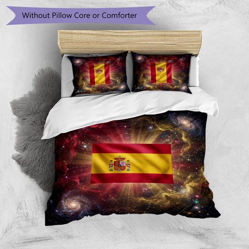 Ensemble de literie imprimé football Espagne 3 pièces Ensemble de couvre-lit douillet respirant comme cadeau de pendaison de crémaillère / de vacances