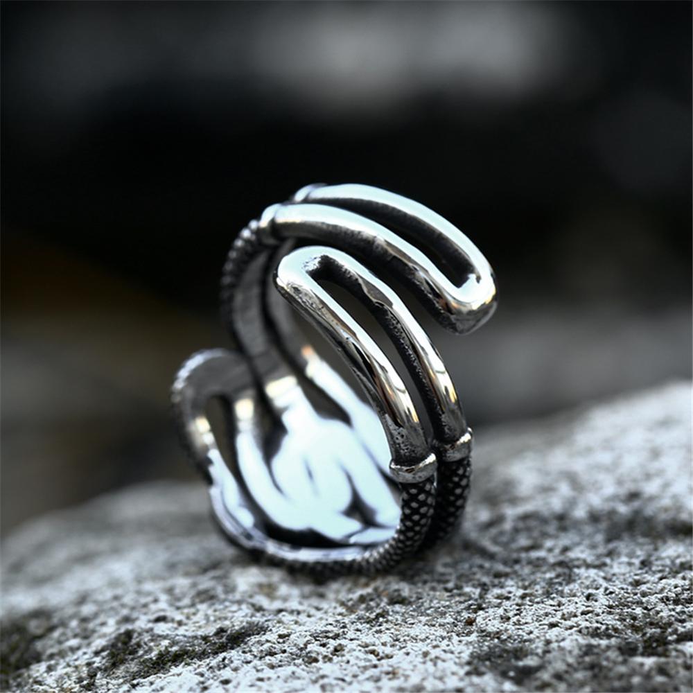 Punk Severská mytologie Jörmungandr Hadí prsten Muži Ženy Otevírací Nerezová ocel Ouroboros Viking Mužský Retro Islandské šperky Dárky