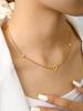 Fashionable Elegant Simple Charm Stainless Steel 18K Gold Plated With Zirconia Hollow Four-Leaf Clover Flower Necklace Women