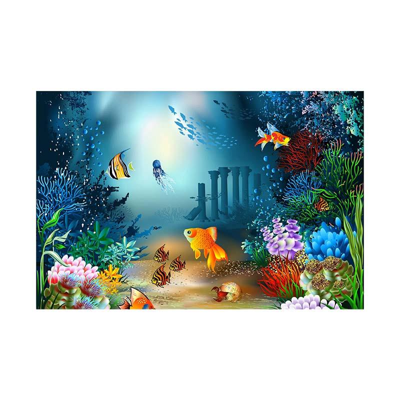 The Underwater World Fantasy Ocean Akvárium Téma Fényképezés Háttér Kendő fotó Háttér fali dekoráció