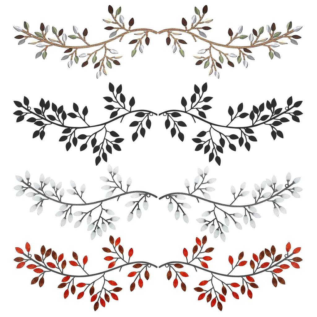 2Pcs Metal Tree Leaf Wall Décor Vine Olive Branch Leaf Wall Art Artistic Wall Hanging Decorative Wall Sculpture Home Decoration