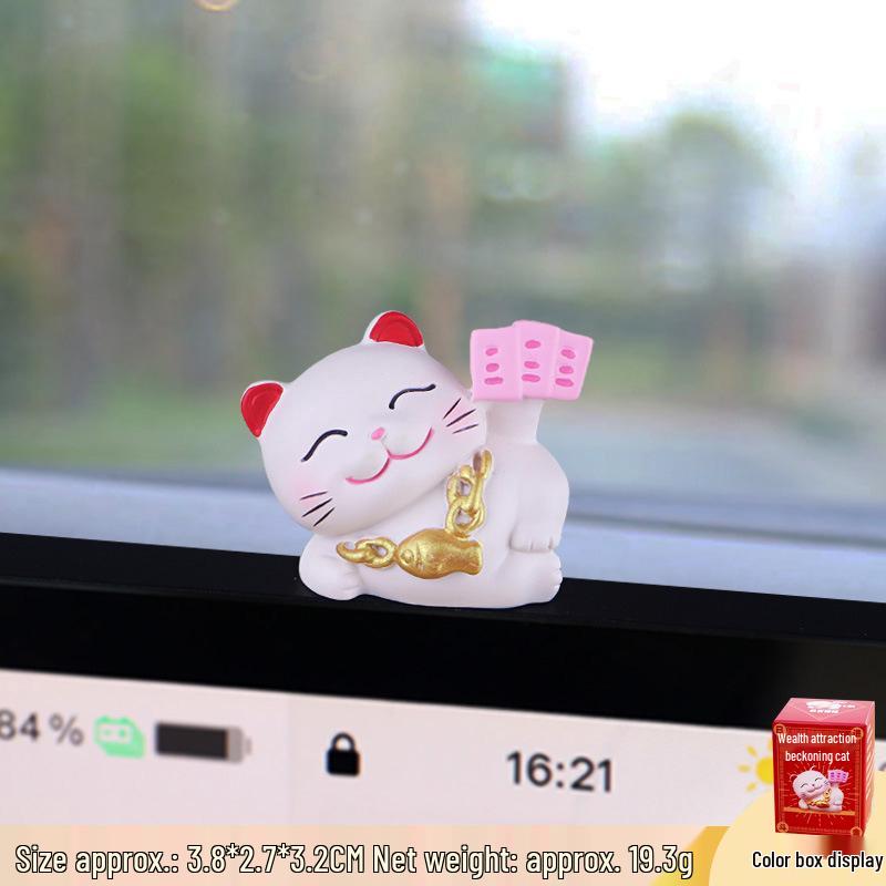 Wealth-Attracting Beckoning Cat Car Ornament - Central Control Screen Decoration Doll