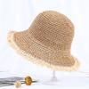 2026 New Women Handmade Fringed Straw Hat Summer Versatile Solid Foldable Outing Beach Side Hat Sun Protection Hats for Ladies