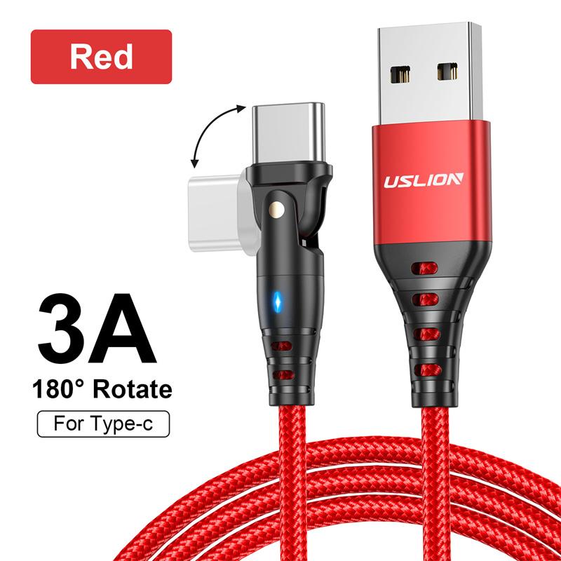 1 vnt. Mobiliojo telefono duomenų kabelis 1 vnt. 180 į USB Type C greito įkrovimo kabelis 3A USB mini kabelis