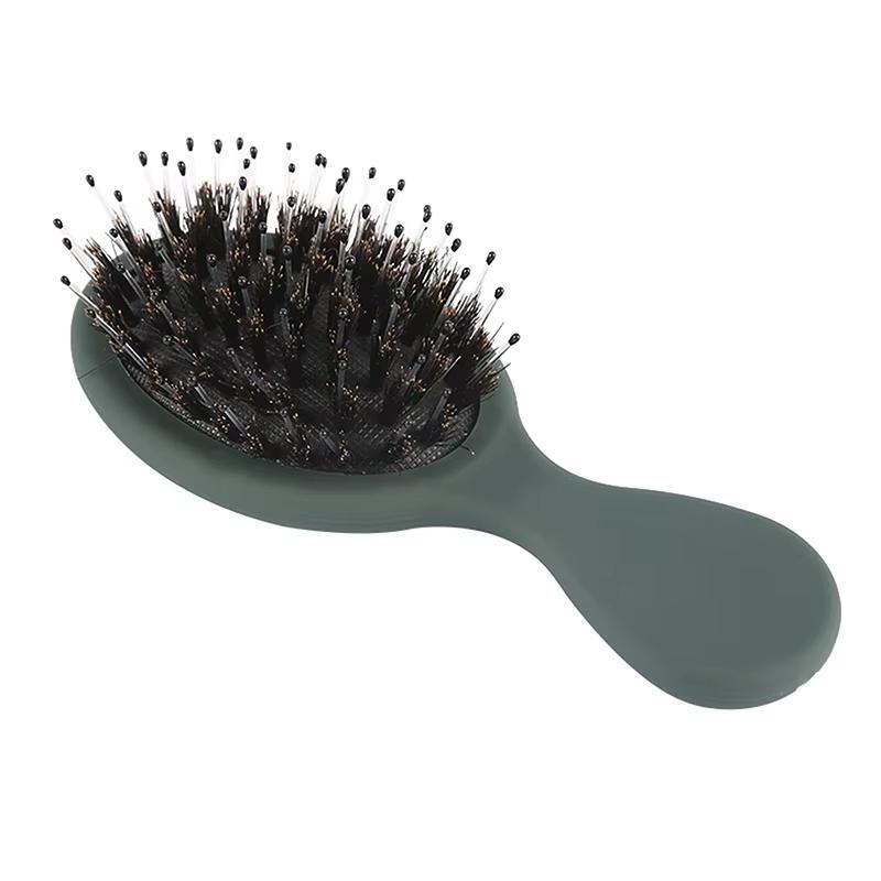 Compact Small Extensions Mini Detangle Brush with Cotton Bag case Packaging Bulk Blank Boar Bristle Hairbrush