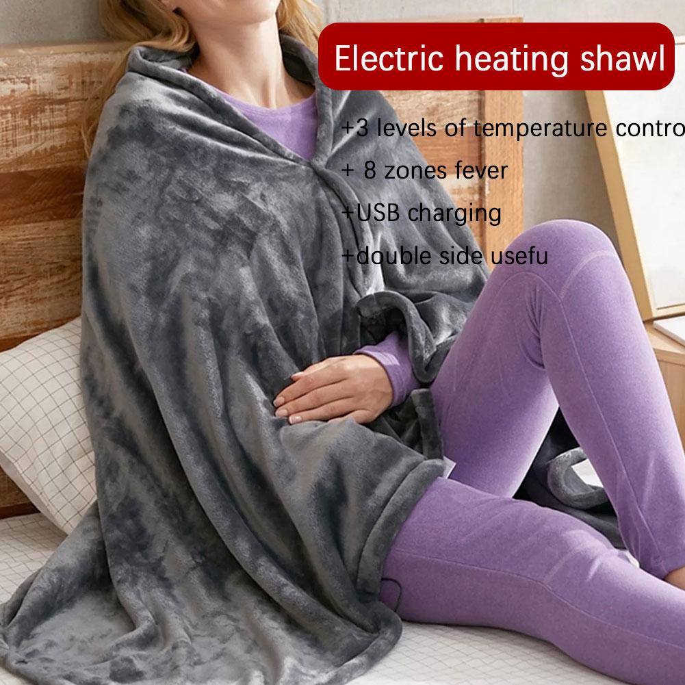 USB Electric Heating Blanket Heated Warm Shawl Flannel Throw Blanket Adjustable Blanket Heated L9A4